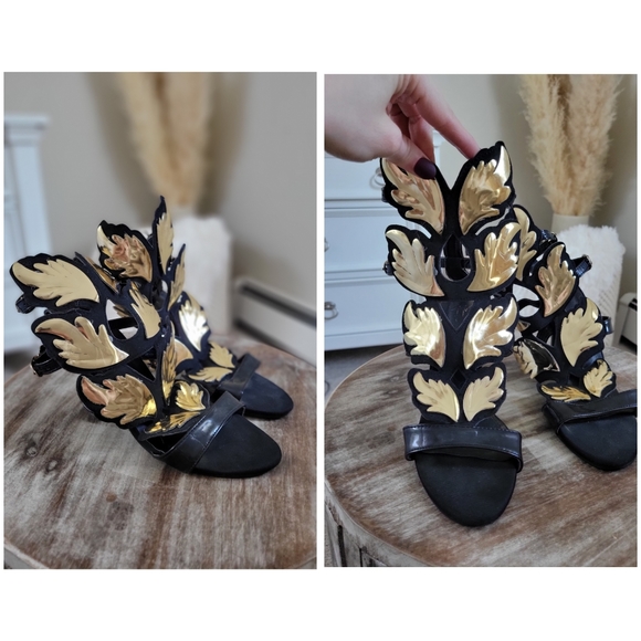 Bohemian vintage high heels sandals costume rare find. - Picture 2 of 11